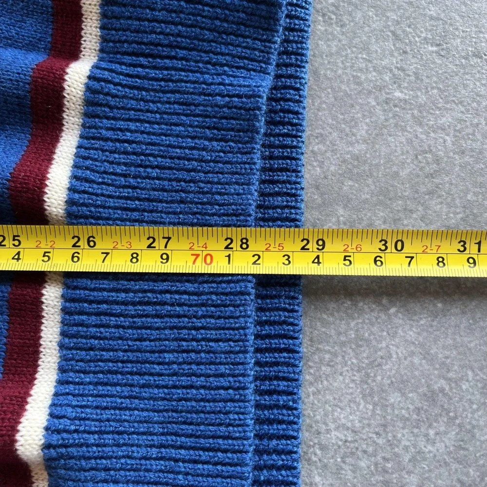 HOMME + FEMME Sweater Mens 2XL‎ Blue Yellow Striped Polo Collar Knit Logo Patch